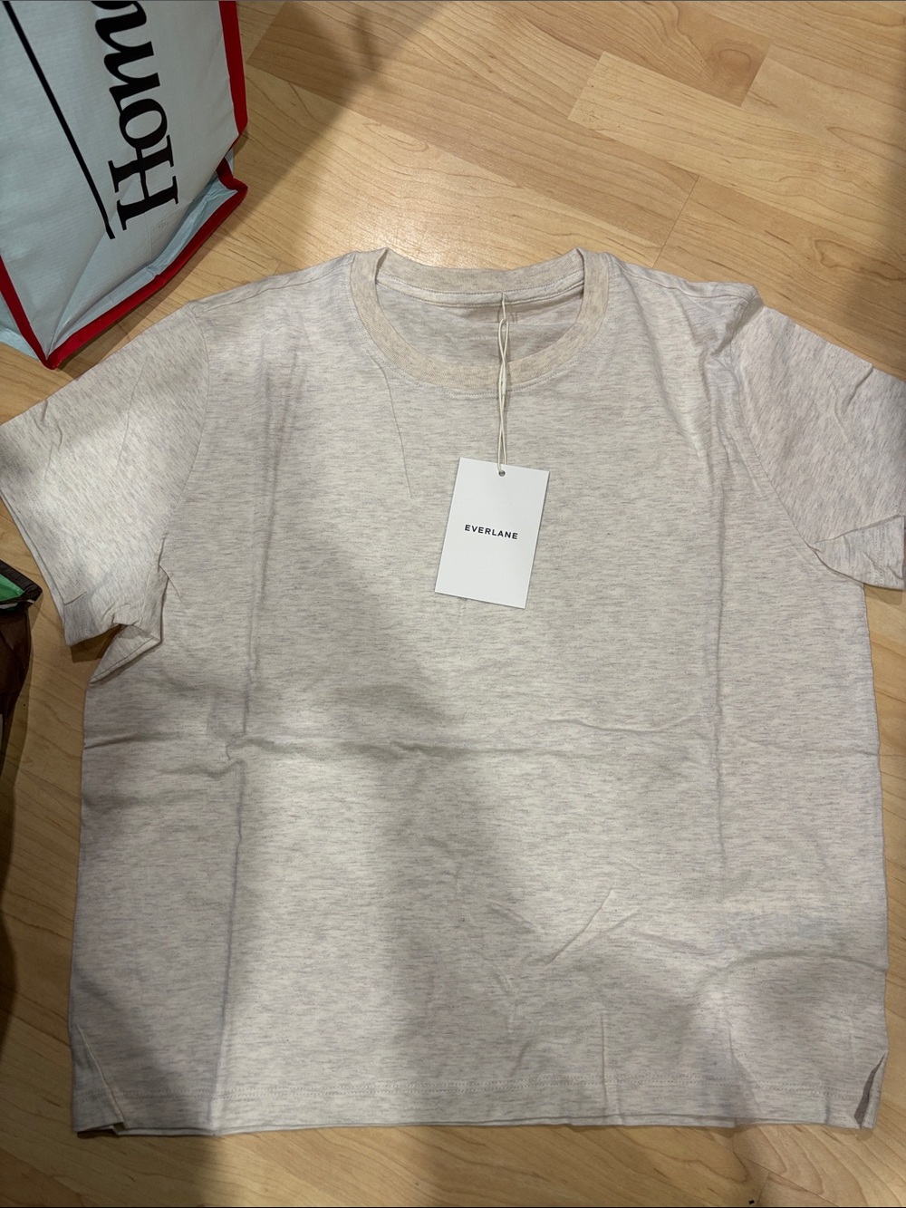 Everlane womens Short Sleeve Crew Tee in Light Heather Beige